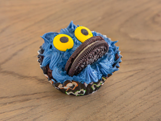 Blue Monster Cupcake With Oreo Mouth